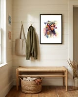 floral-native-warrior-woman-butterfly-crown framed in a relaxed room thumbnail