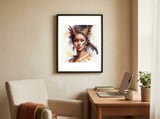 native-warrior-woman-feathered-crown framed in a focused room thumbnail