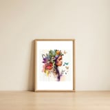 floral-native-warrior-woman-with-leaves — framed, leaning against the wall thumbnail