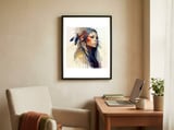 native-warrior-woman-feathered-profile framed in a focused room thumbnail