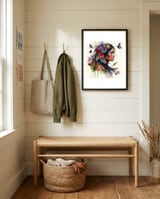 floral-native-warrior-woman-wild-blooms framed in a relaxed room thumbnail