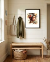 tropical-floral-indonesian-woman-glow framed in a relaxed room thumbnail