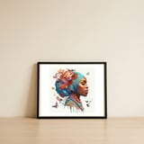 turquoise-turban-floral-profile — framed, leaning against the wall thumbnail