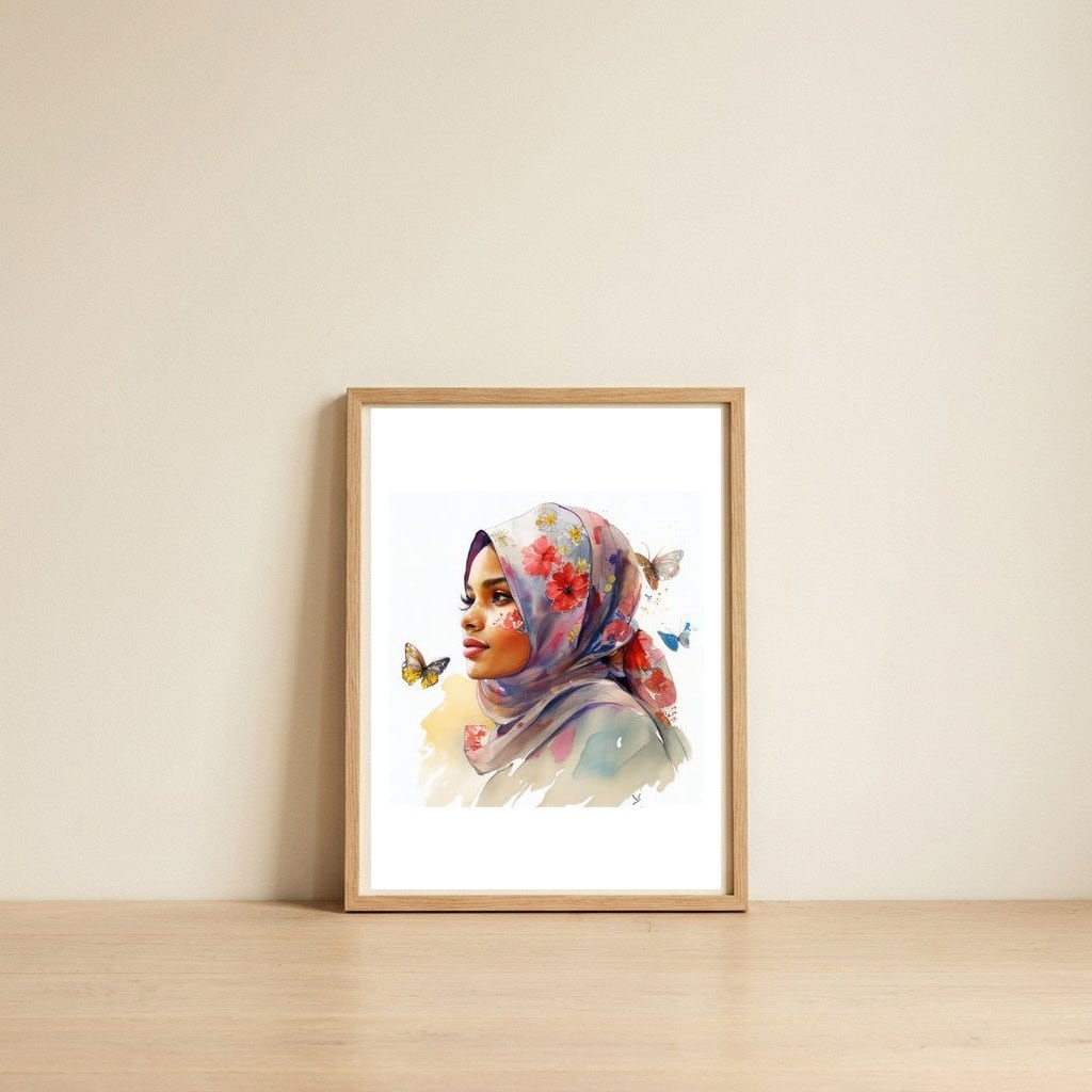 floral-veil-with-butterflies — framed, leaning against the wall