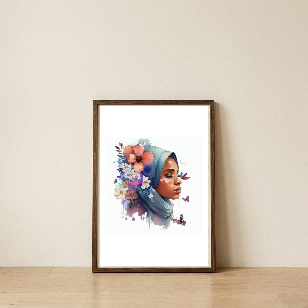 serene-veil-wildflower-crown — framed, leaning against the wall