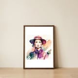 purple-fashion-hat-portrait — framed, leaning against the wall thumbnail