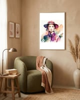 purple-fashion-hat-portrait framed in a tender room thumbnail