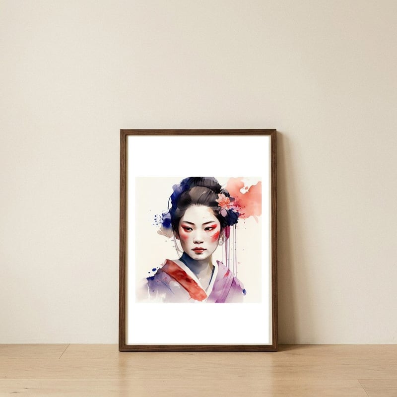 violet-wash-modern-geisha — framed, leaning against the wall