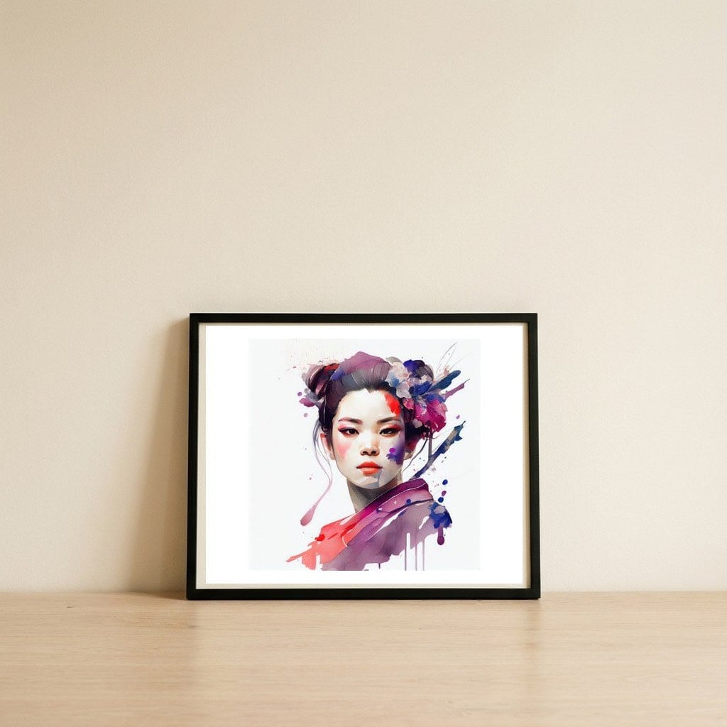 violet-blossom-modern-geisha — framed, leaning against the wall