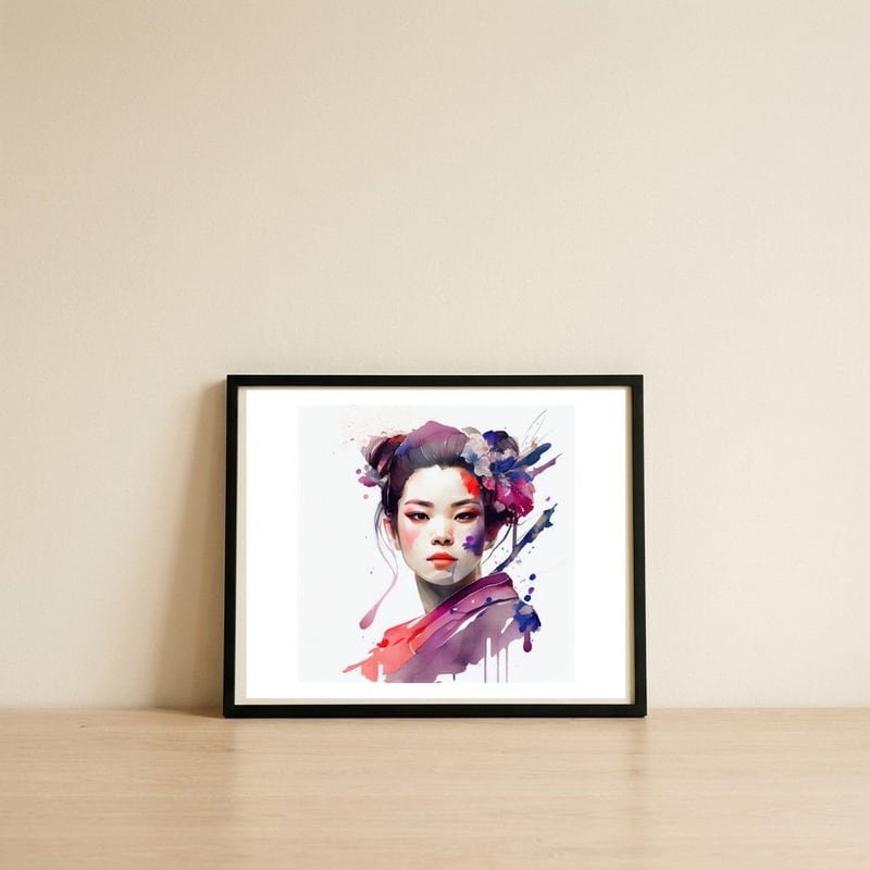 violet-blossom-modern-geisha — framed, leaning against the wall