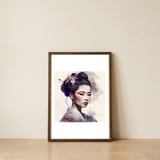 floral-modern-geisha-portrait — framed, leaning against the wall thumbnail