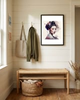 floral-modern-geisha-portrait framed in a relaxed room thumbnail