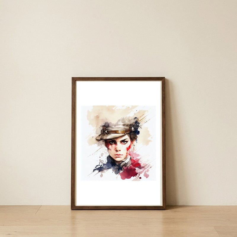 napoleonic-fierce-officer-front — framed, leaning against the wall