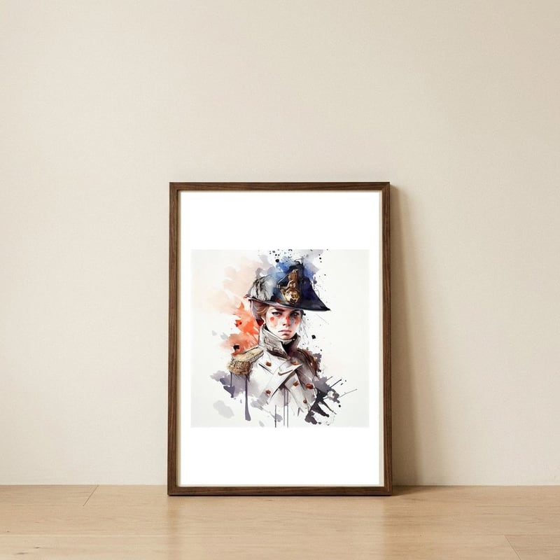 napoleonic-officer-in-white — framed, leaning against the wall