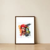 crimson-pirate-and-macaw — framed, leaning against the wall thumbnail