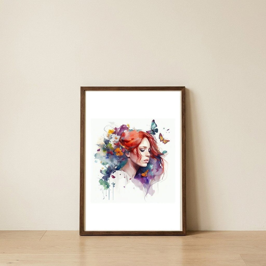red-hair-butterfly-daydream — framed, leaning against the wall
