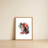 Watercolor Tropical Woman #2 — framed, leaning against the wall thumbnail