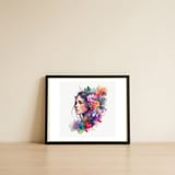 blooming-profile-watercolor-portrait — framed, leaning against the wall thumbnail