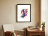 blooming-profile-watercolor-portrait framed in a focused room thumbnail