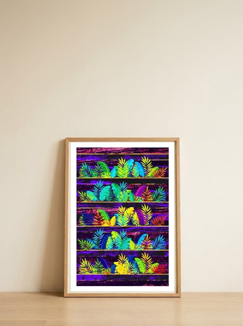 Tropical XIII — framed, leaning against the wall