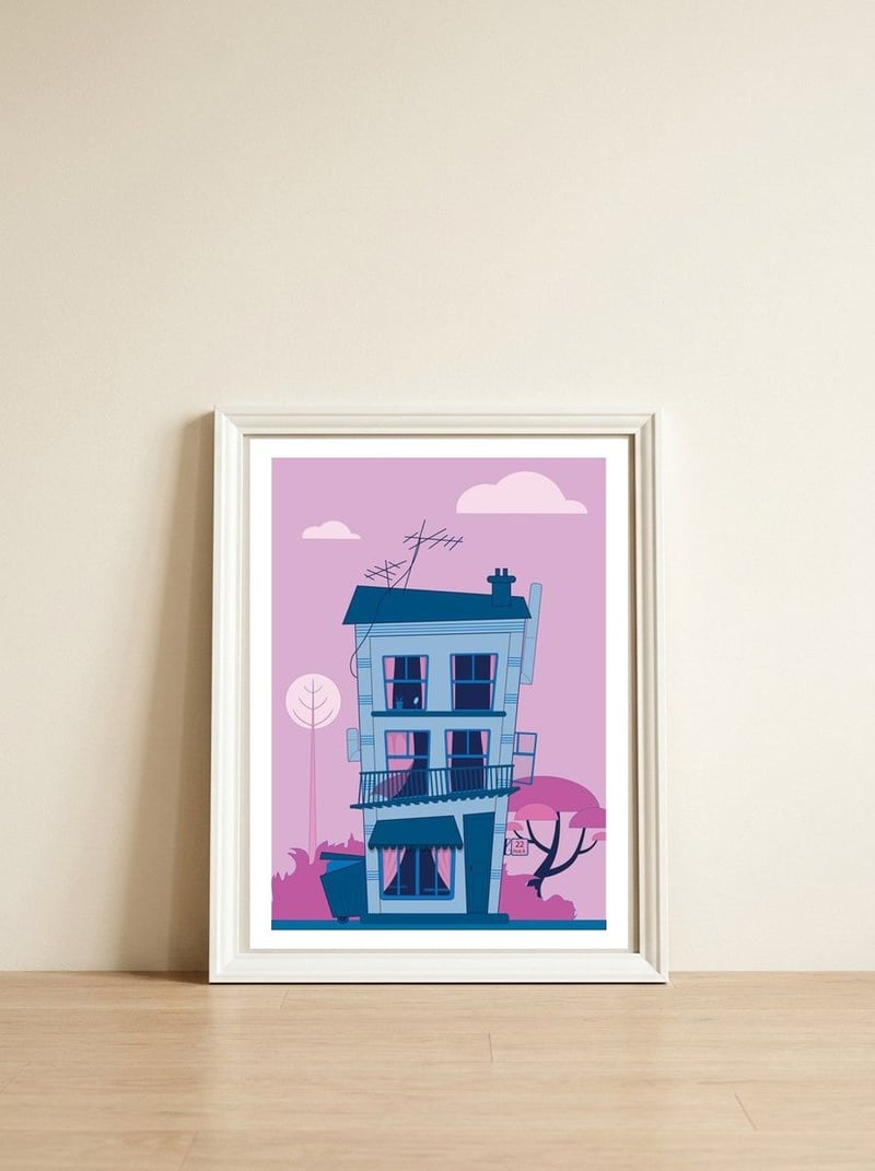 House of Rabbits — framed, leaning against the wall