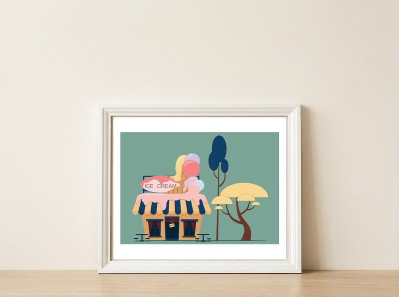 Ice Cream Shop — framed, leaning against the wall