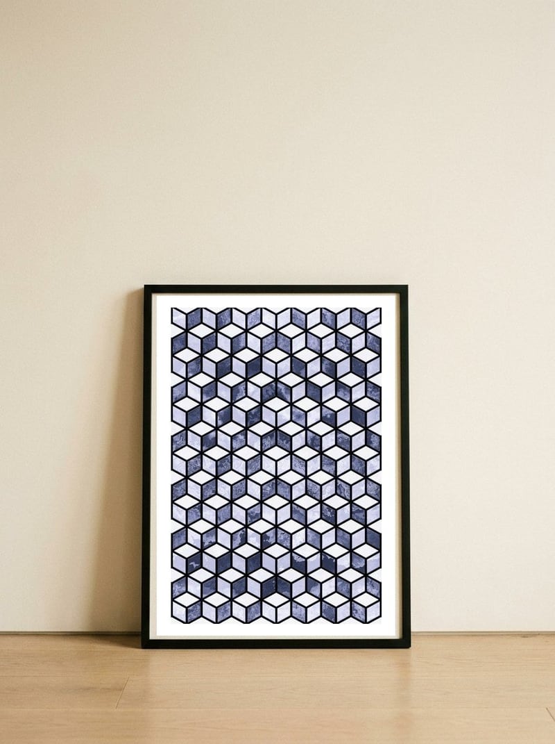 Pattern LXIV — framed, leaning against the wall