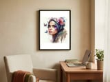 teal-turban-blossom-portrait framed in a focused room thumbnail