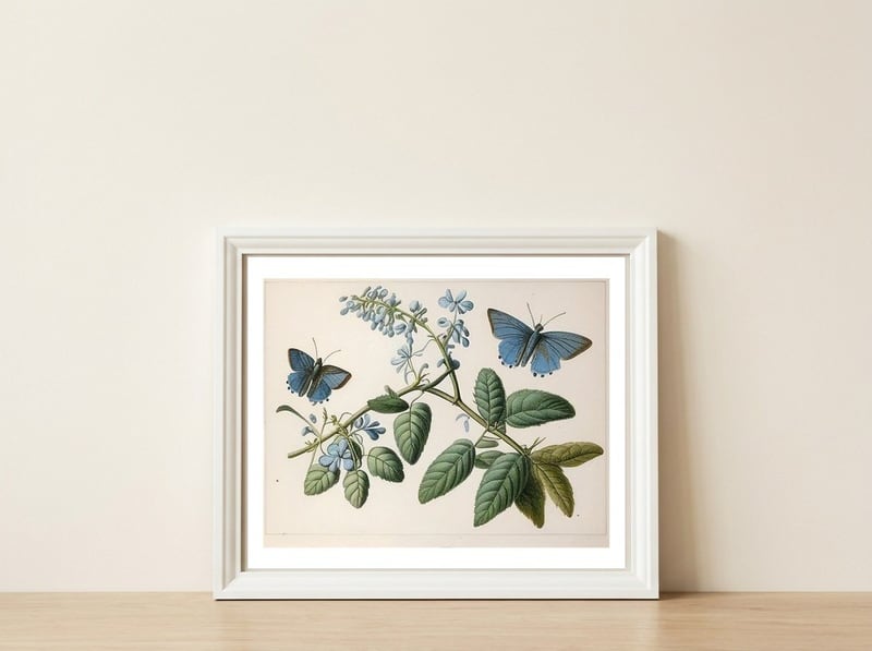 Butterflies Vintage Illustration — framed, leaning against the wall