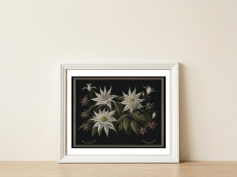 Edelweiss Vintage Illustration — framed, leaning against the wall