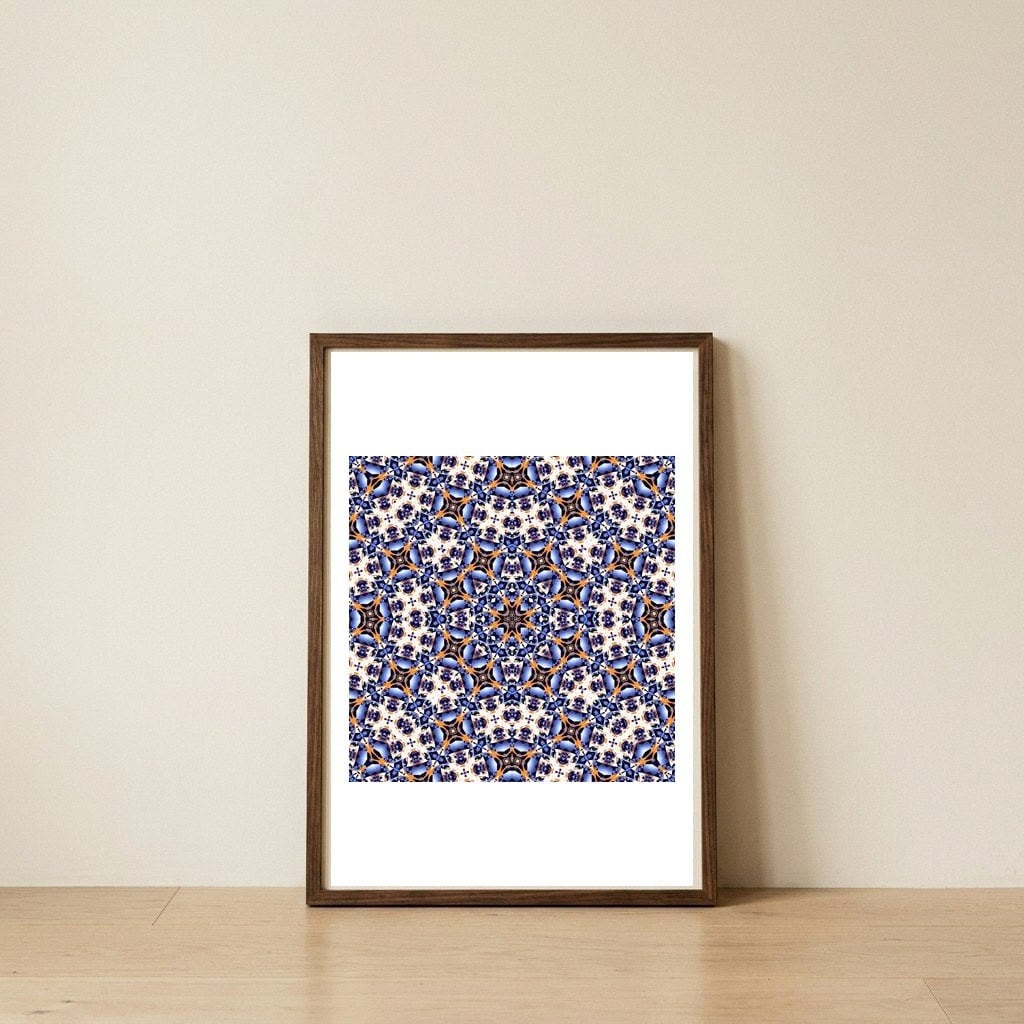 Abstract Mandala Pattern — framed, leaning against the wall
