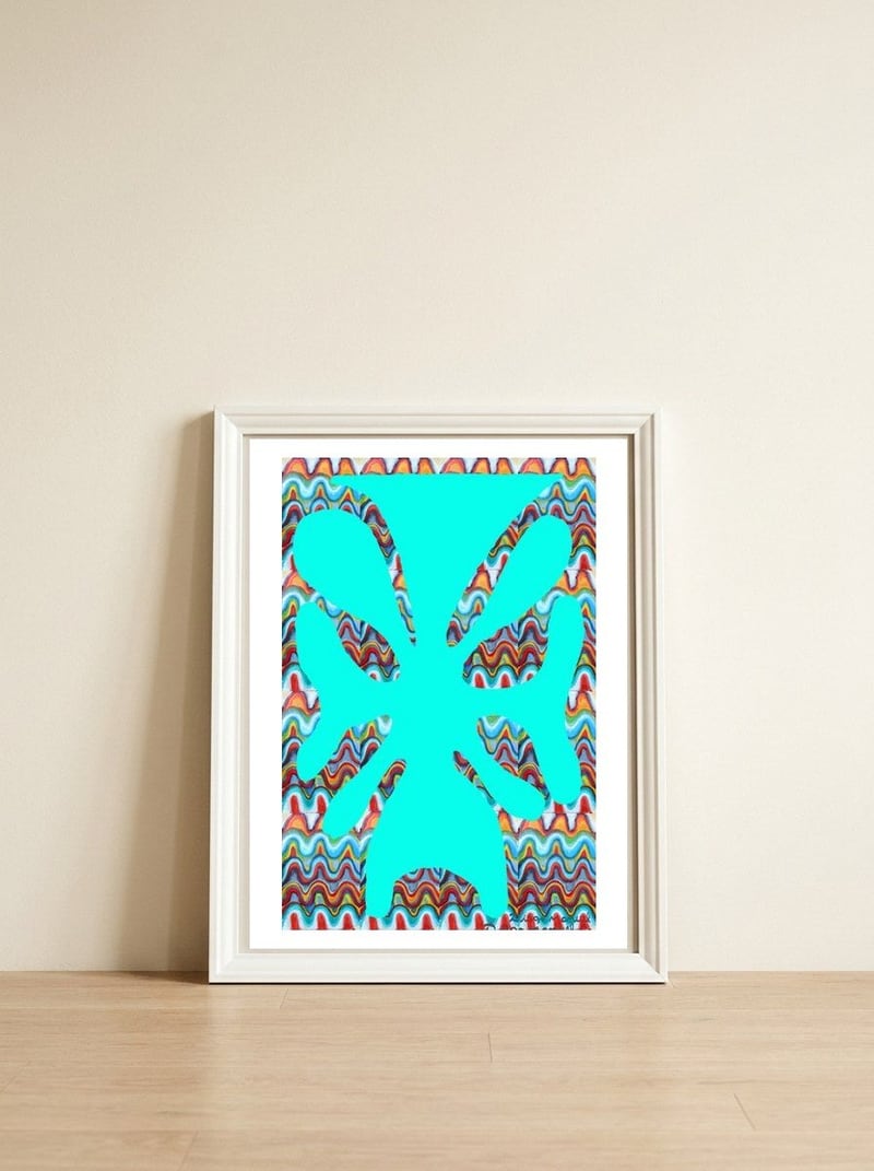 Pop Abstract 2023 Tapiz 7 — framed, leaning against the wall