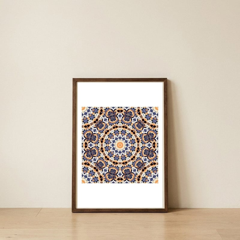 Abstract Mandala Pattern — framed, leaning against the wall