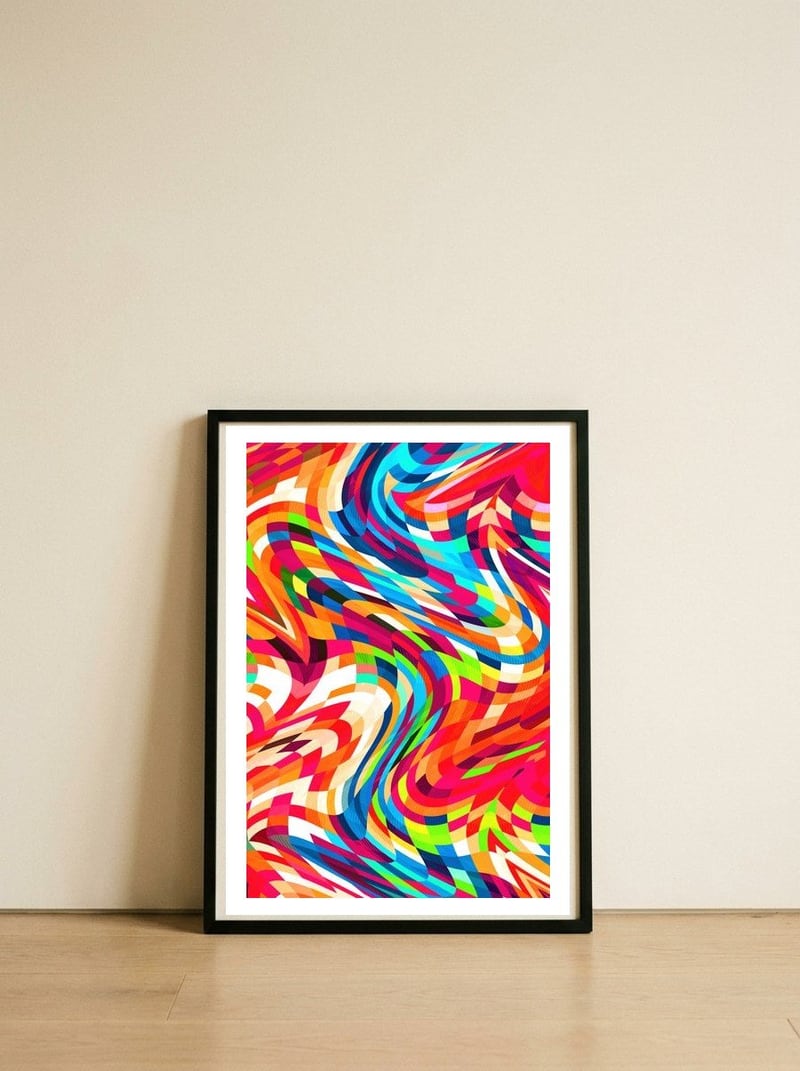 Pattern LXXII — framed, leaning against the wall