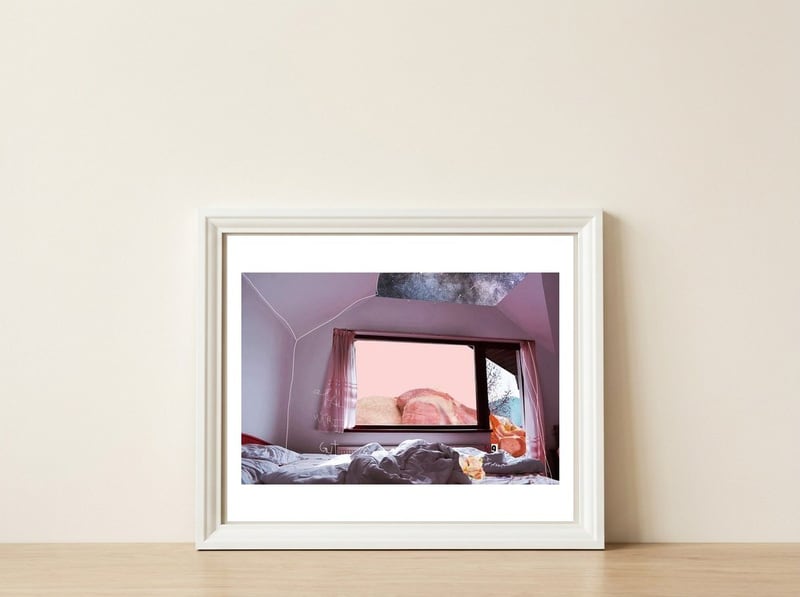Meat Holiday Blues Zone Ticket In Pink — framed, leaning against the wall