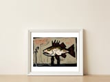 Brown Trout in Abstract Style Painting — framed, leaning against the wall thumbnail