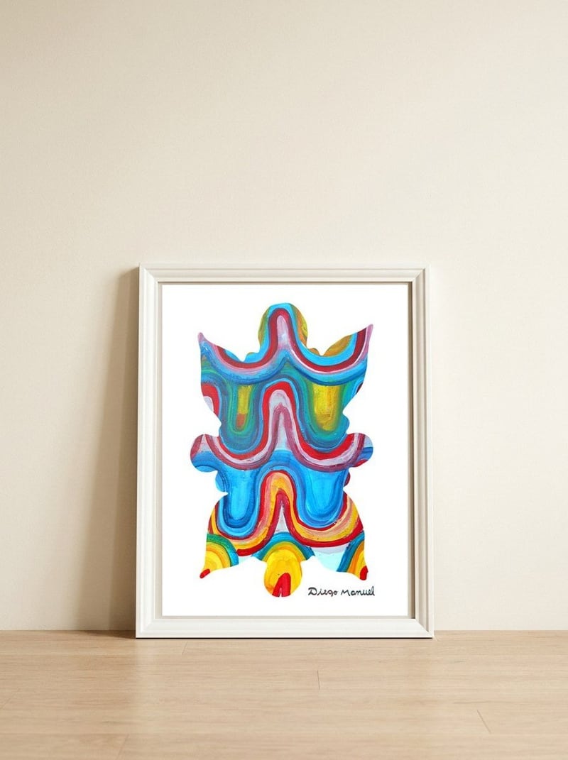 Pop Abstract 2023 38 Copia — framed, leaning against the wall