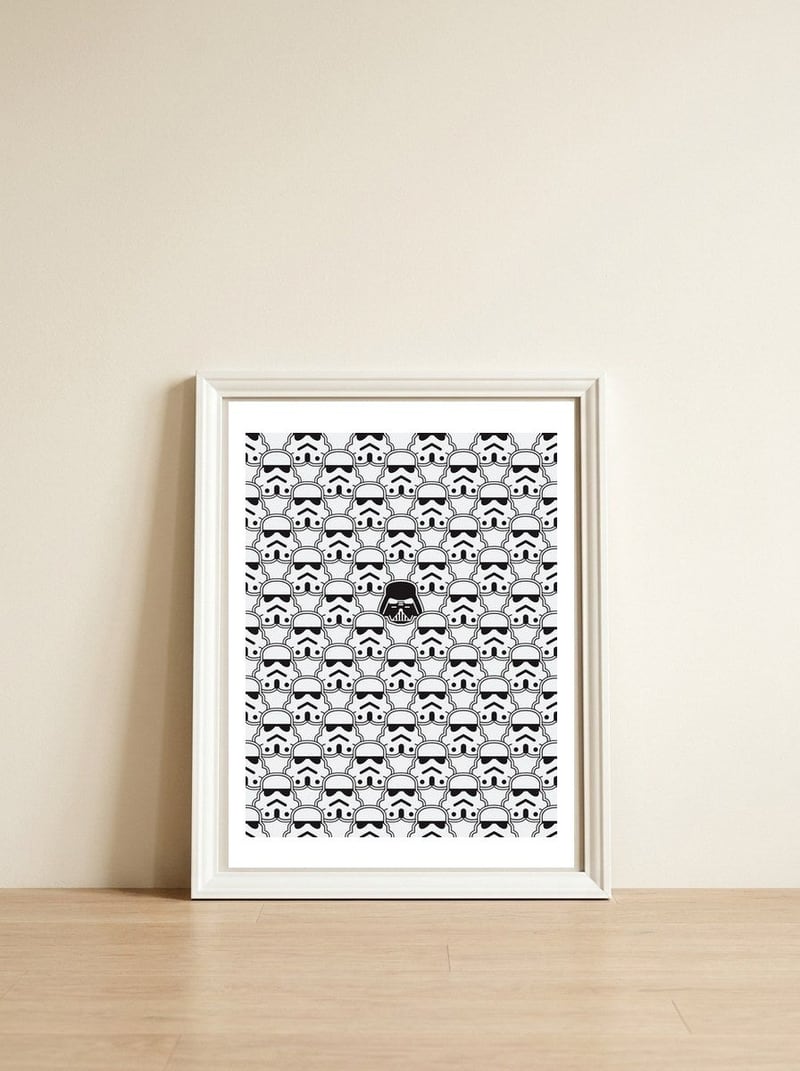 The Dark One — framed, leaning against the wall