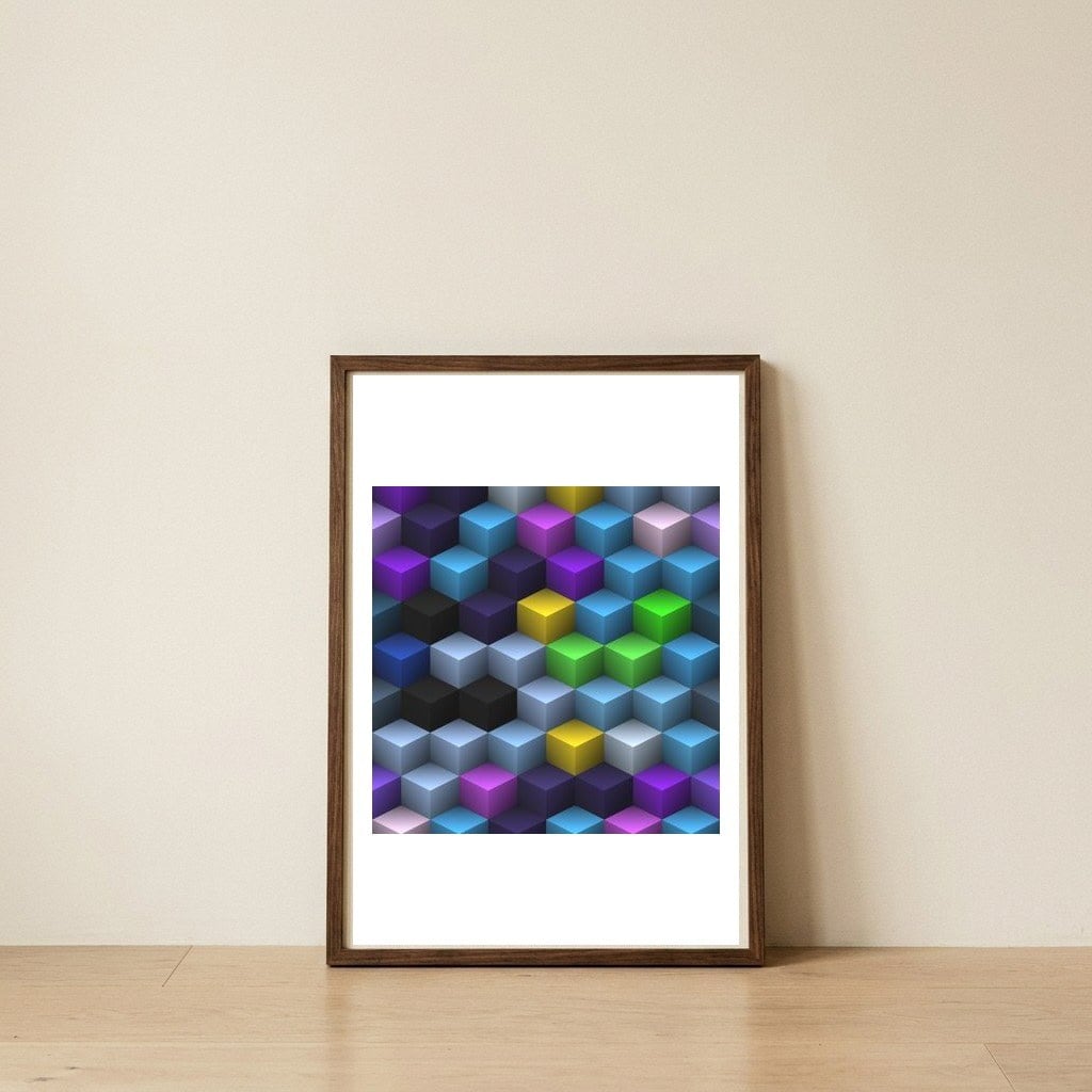 Isometric Cubes — framed, leaning against the wall