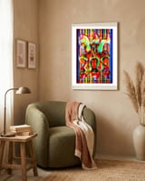 Pop Abstract 2023 Tapiz 110 framed in a tender room thumbnail
