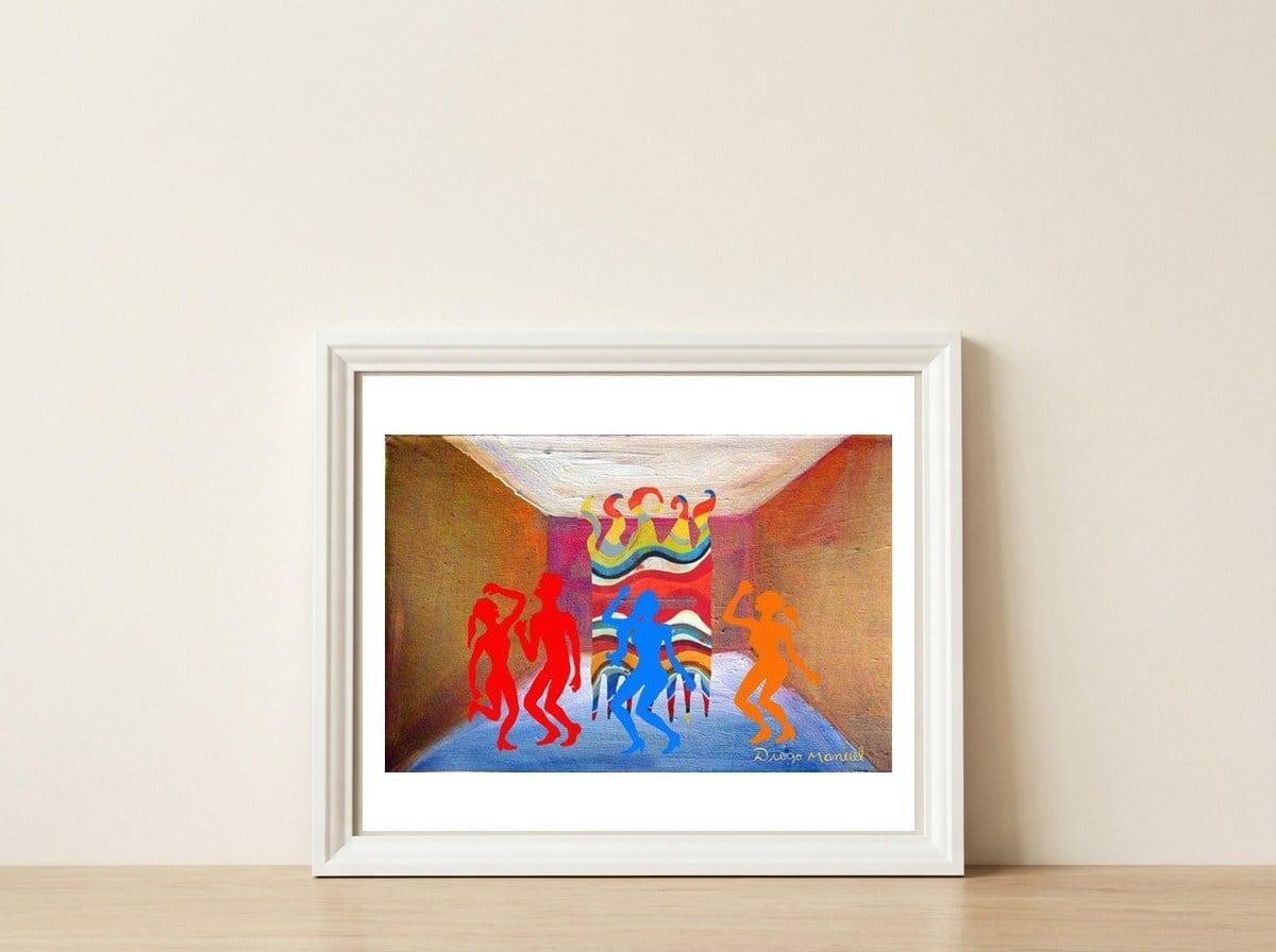 Pop Abstract Escena 2023 15 — framed, leaning against the wall
