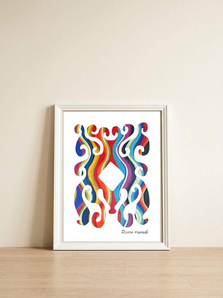 Pop Abstract 2023 142 Copia — framed, leaning against the wall