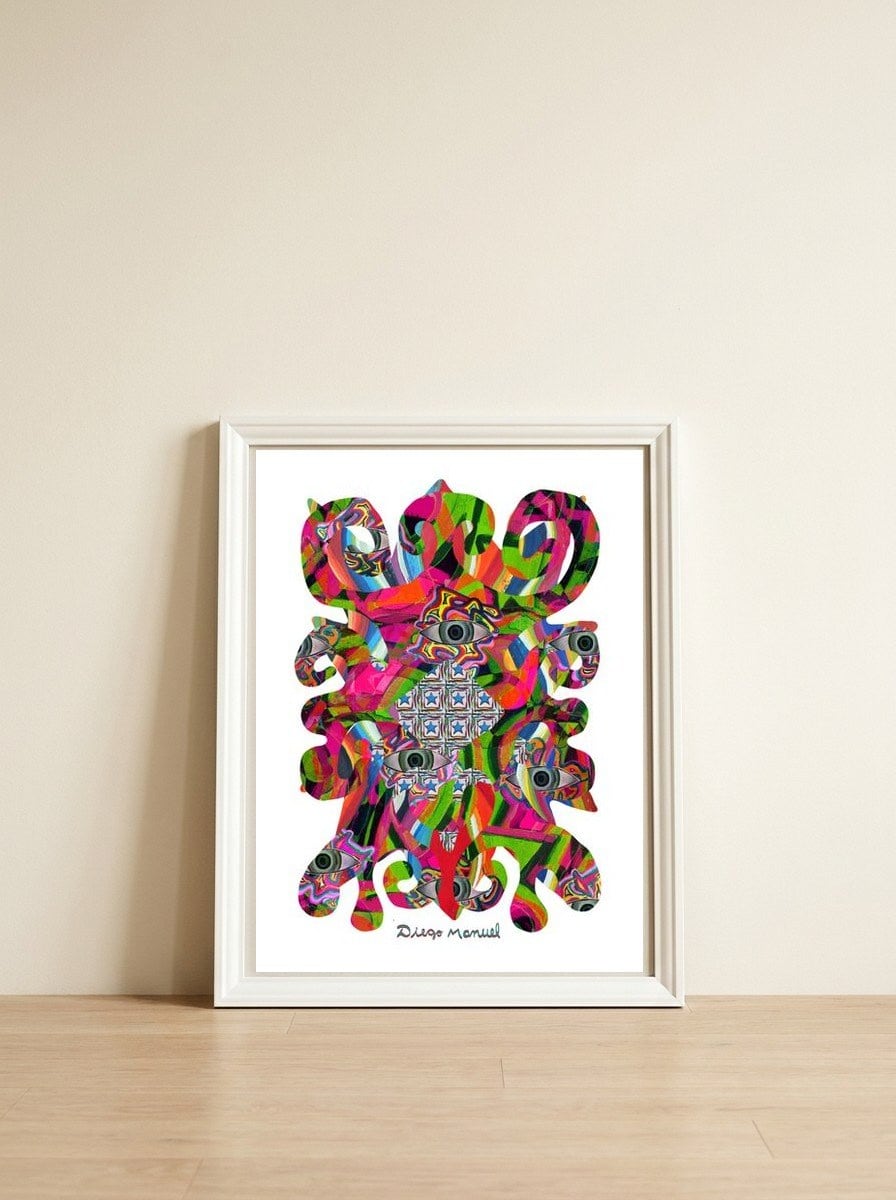 Pop Abstract 2023 171 Copia — framed, leaning against the wall