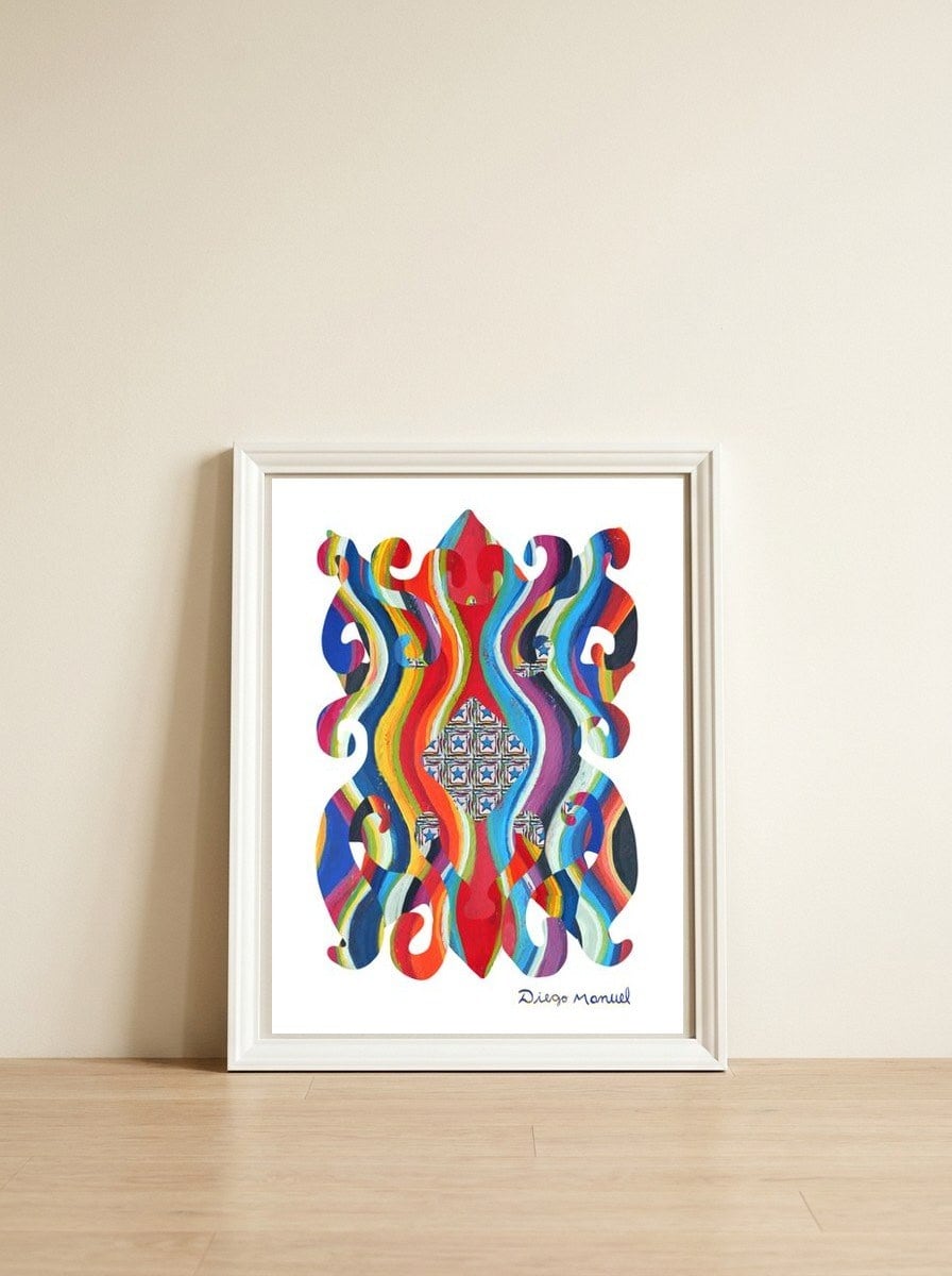 Pop Abstract 2023 175 Copia — framed, leaning against the wall