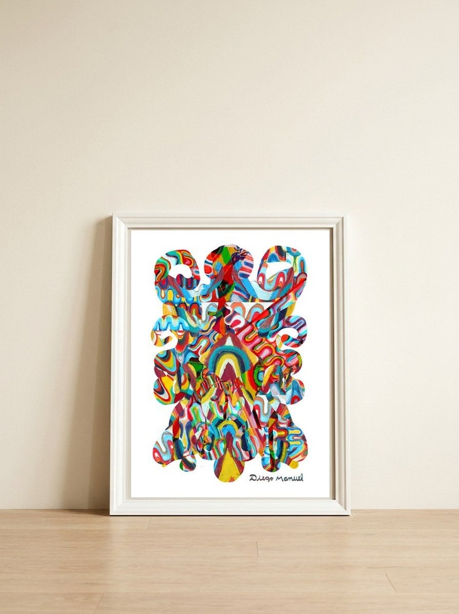 Pop Abstract 2023 A 5 — framed, leaning against the wall