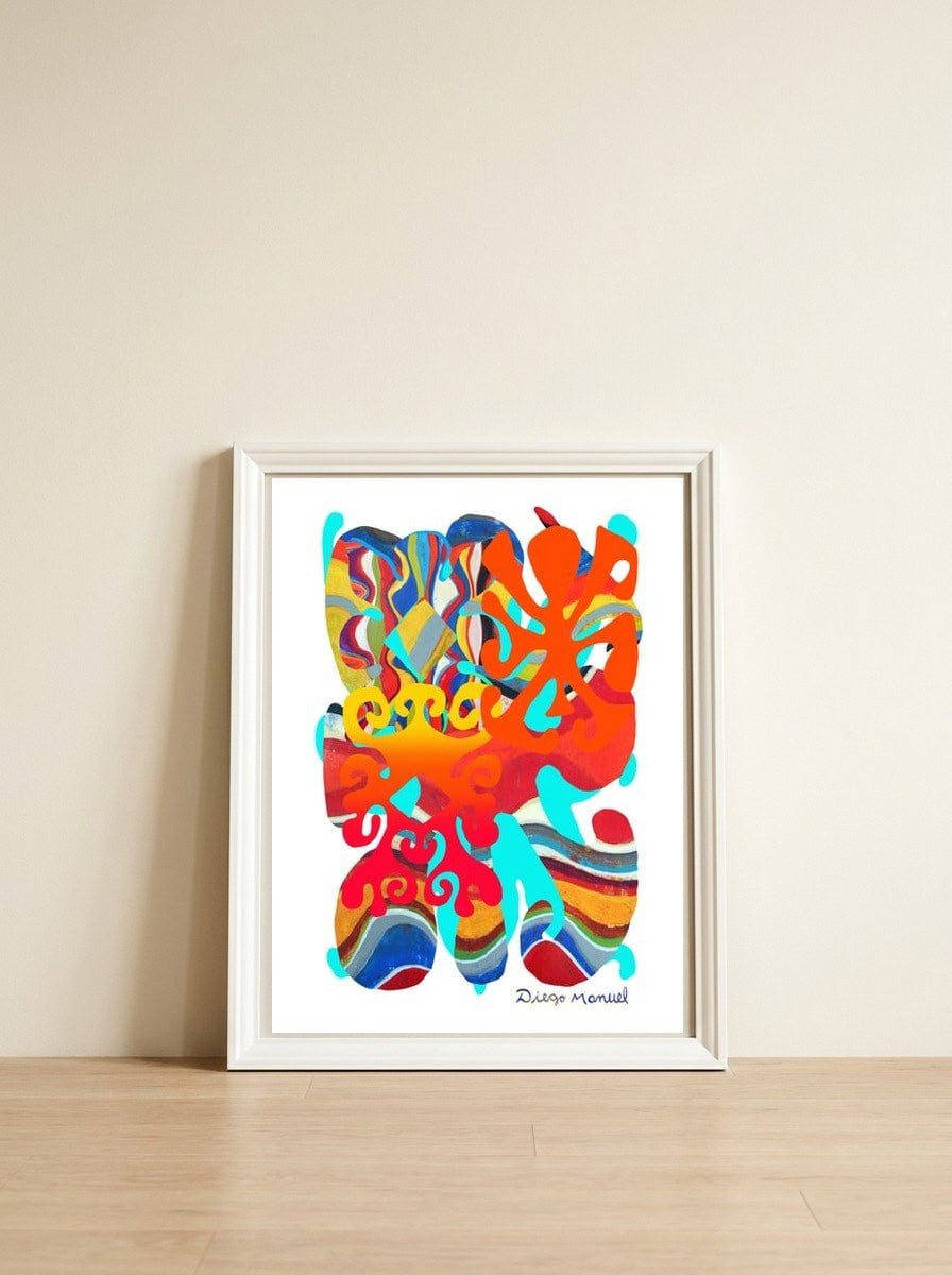 Pop Abstract Asimetrico 2 Copia — framed, leaning against the wall