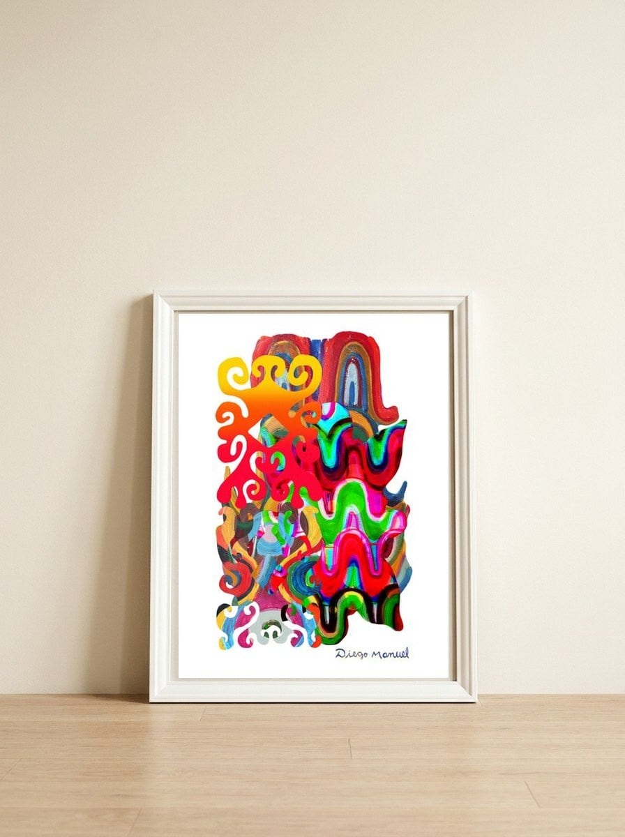 Pop Abstract Asimetrico 13 Copia — framed, leaning against the wall
