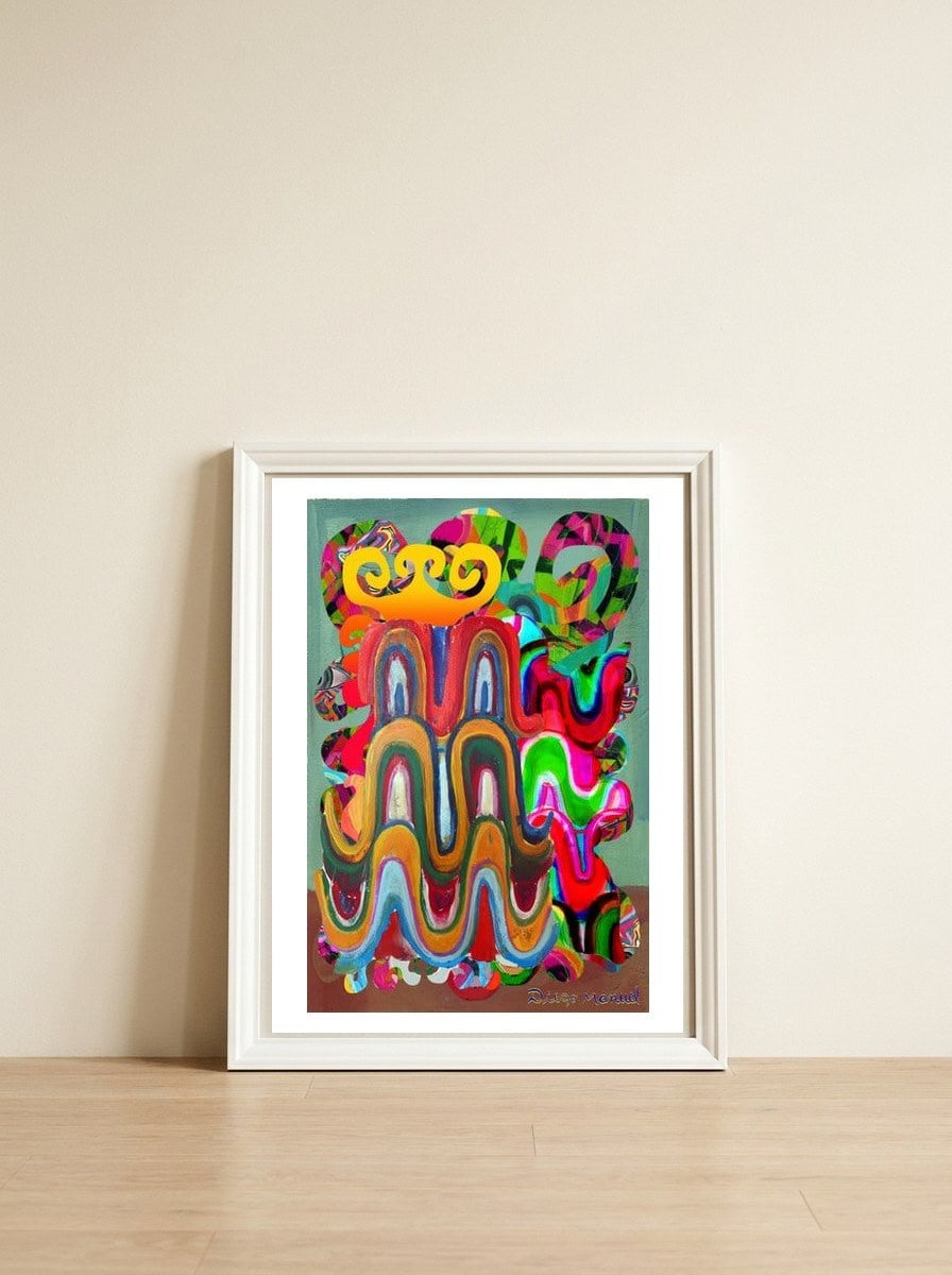 Pop Abstract Asimetrico A6 — framed, leaning against the wall