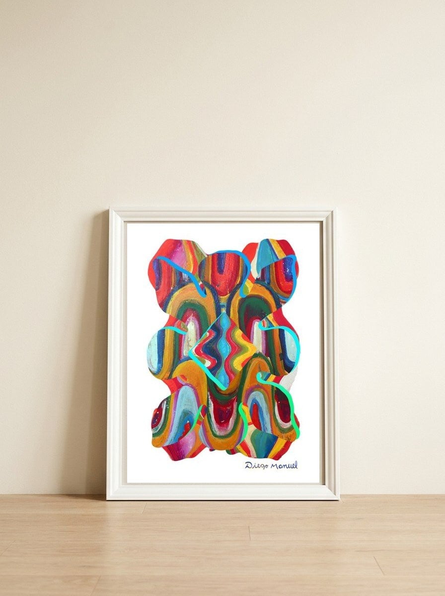 Pop Abstract Asimetrico 24 Copia — framed, leaning against the wall