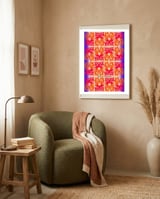 Tapiz Perfiles 2023 2 framed in a tender room thumbnail
